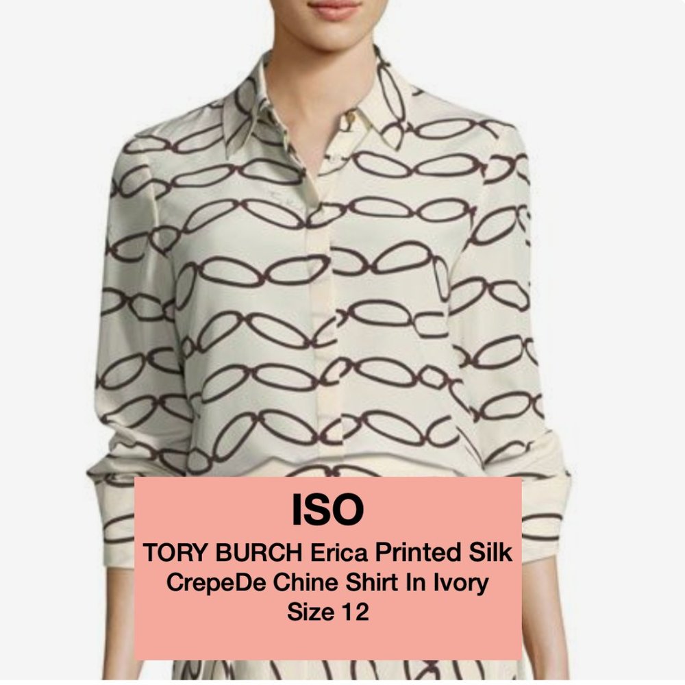 ISO TORY BURCH Erica Printed Silk Crepe De Chine Shirt In Ivory Size 12
